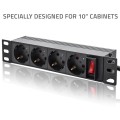 Qoltec Aluminiowa Listwa zasilająca  PDU do  RACK 10'' | 1U | 16A |  4xSCHUKO | 1.8m - 2041151
