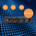 Qoltec Aluminiowa Listwa zasilająca  PDU do  RACK 10'' | 1U | 16A |  4xSCHUKO | 1.8m - 2041152