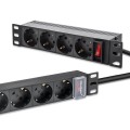 Qoltec Aluminiowa Listwa zasilająca  PDU do  RACK 10'' | 1U | 16A |  4xSCHUKO | 1.8m - 2041154