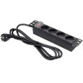 Qoltec Aluminiowa Listwa zasilająca  PDU do  RACK 10'' | 1U | 16A |  4xSCHUKO | 1.8m - 2041157