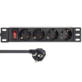 Qoltec Aluminiowa Listwa zasilająca  PDU do  RACK 10'' | 1U | 16A |  4xSCHUKO | 1.8m - 2041159