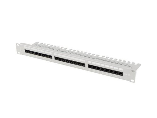 Patch panel Lanberg 24 port 1U 19" Kat.5e UTP z organizerem kablowym szary - 2442945