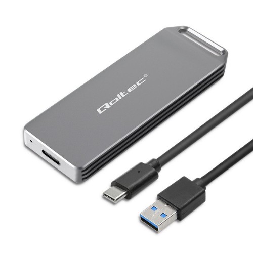 Qoltec Mini Aluminiowa Obudowa | Kieszeń na dysk M.2 SSD | NVMe | PCIe | USB 3.1 | Super speed 10Gb/s | 2TB | Srebrna - 2311494