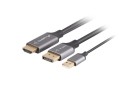 Lanberg CA-HDDP-20CU-0018-BK adapter kablowy 1,8 m DisplayPort HDMI + USB Czarny, Srebrny - 2664964