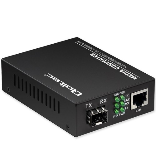 Qoltec Dwukierunkowy Media Konwerter SWITCH Ethernet 1x RJ45 1x SFP| 1000Mb/s | 5V - 2665451