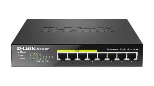 D-Link DGS-1008P/E łącza sieciowe Nie zarządzany L2 Obsługa PoE Czarny - 1889798