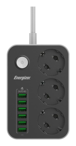 Energizer EPB2500W01EU rozgałęziacz 2 m 3 x gniazdo sieciowe Wewnętrzna Biały, Czarny - 2513053