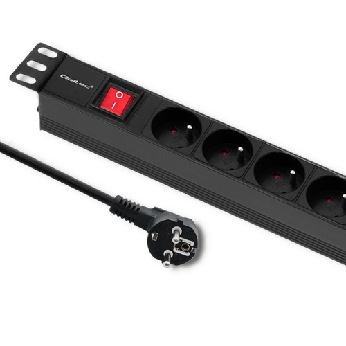 Qoltec Listwa zasilająca PDU do  RACK 19'' | 1U | 16A | 6xFRENCH | 2m - 2666862
