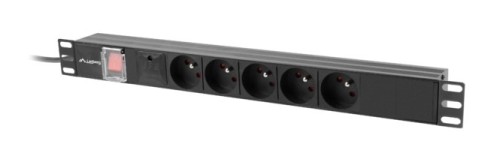 Lanberg PDU-05E-0200-IEC-BK rozdzielacz zasilania PDU 5 x gniazdo sieciowe 1U Czarny - 2666874