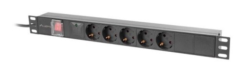 Lanberg PDU-05F-0200-BK rozdzielacz zasilania PDU 5 x gniazdo sieciowe 1U Czarny - 2666904
