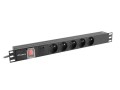 Lanberg PDU-05E-0200-BK rozdzielacz zasilania PDU 5 x gniazdo sieciowe 1U Czarny - 2666919
