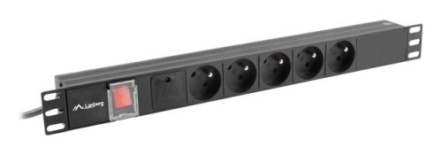 Lanberg PDU-05E-0200-BK rozdzielacz zasilania PDU 5 x gniazdo sieciowe 1U Czarny - 2666919