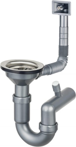 Syfon do zlewozmywaka stalowego 1-komorowego - odpływ 3.5" - 2656579