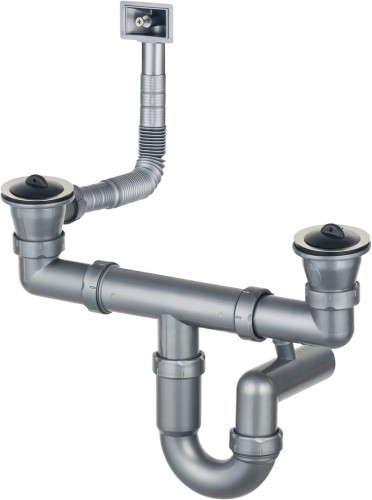 Syfon do zlewozmywaka stalowego 2-komorowy - odpływ 2" - 2656585