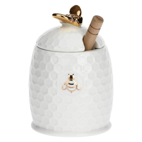 LA PORCELLANA BIANCA APEREGINA ORO Pojemnik na miód z łyżeczką 8 cm - 2657296