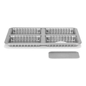 PATISSE SILVER-TOP Forma na 4 prostokątne mini tarty/quiche z wyjmowanym dnem