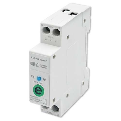 Przekaźnik Qoltec 63A na szynę DIN z licznikiem energii elektyrcznej | eWeLink od Sonoff | Wi-Fi | Dioda LED - 2661967