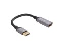 Kabel adapter Lanberg Displayport (M) -> HDMI (F) 8K na kablu 20cm srebrny - 2526192