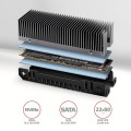 Axagon CLR-M2XT M.2 SSD Passivkühler Aluminium - 2280 M.2 NVMe SSD, Dysk SSD Radiator Czarny, Szary 1 szt. - 2662644