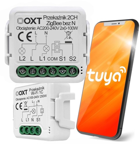 Moduł OXT mini przekaźnik 2 obw. bez N ZigBee TUYA - 2664577