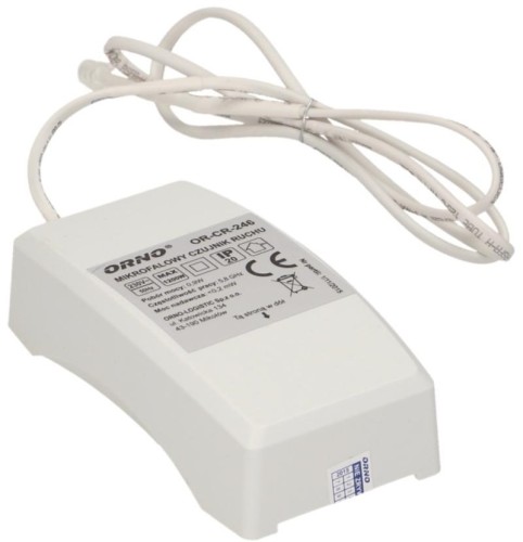 Mikrofalowy czujnik ruchu ORNO OR-CR-246 z zewnętrznym sensorem 360°, IP20 - 2664620