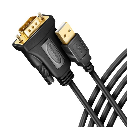 Axagon ADS-1PQN USB-A 2.0 - serial RS-232 DB9-M FTDI adapter cable 1.5m - Adapter - Digital/Daten kabel równoległy Czarny 1,5 m USB Typu-A - 2664880
