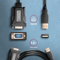 Axagon ADS-1PQN USB-A 2.0 - serial RS-232 DB9-M FTDI adapter cable 1.5m - Adapter - Digital/Daten kabel równoległy Czarny 1,5 m USB Typu-A - 2664877