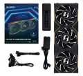 Wentylator Lian Li UNI FAN TL Wireless LCD Lüfter, ARGB, PWM, 3er-Pack inkl. Controller - Reverse Blade, 120mm, czarny - 2678391