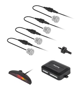 Samochodowe czujniki parkowania z wyświetlaczem (tył) Peiying – srebrne