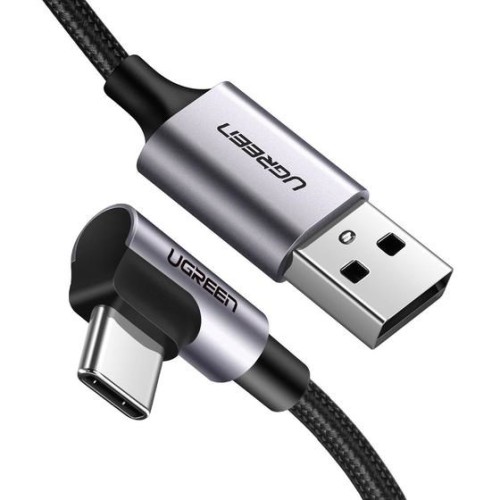 Ugreen kabel USB-A (prosty) / USB-C (kątowy) 3A 2m US284 (szary) - 2678870