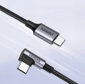 Ugreen kabel USB-C (prosty) / USB-C (kątowy) PD QC 60W 3A 0.5m US255 (szary) - 2678916