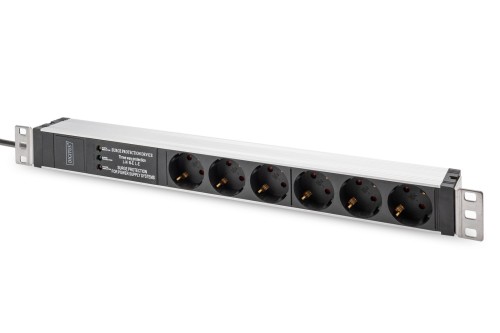 Listwa zasilająca PDU 19" Rack, 6x unischuko, 2.0m, 1x wtyk unischuko, 16A, zab. przepięciowe+filtr - 2057466