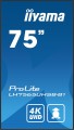 iiyama LH7575UHS-B1AG signage display Płaski panel Digital Signage 190,5 cm (75") LCD Wi-Fi 500 cd/m2 4K Ultra HD Czarny Procesor wbudowany Android 11 24/7 - 2680124