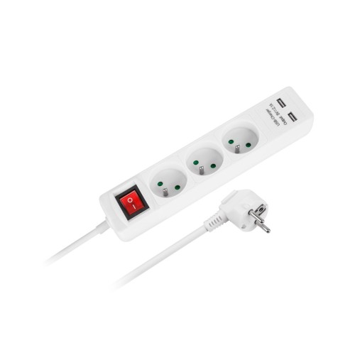 Przedłużacz sieciowy Rebel 3 gniazda + 2 gniazda USB z wyłacznikiem - 5m - 2680463