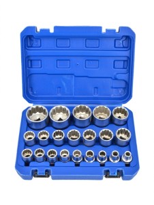 ZESTAW NASADEK SPLINE 21el. 12-KĄT. 1/2" 8-36mm  /SILVER