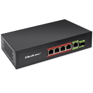 Switch niezarządzalny Qoltec przełącznik sieciowy FAST Ethernet 4x RJ45 PoE 1x RJ45 Uplink 1x SFP | 65W | 1000 Mb/s