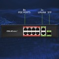 Switch niezarządzalny Qoltec przełącznik sieciowy FAST Ethernet 8x RJ45 PoE 2x RJ45 Uplink 1x SFP | 120W | 1000 Mb/s - 2665464