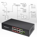 Switch niezarządzalny Qoltec przełącznik sieciowy FAST Ethernet 8x RJ45 PoE 2x RJ45 Uplink 1x SFP | 120W | 1000 Mb/s - 2665463