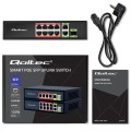 Switch niezarządzalny Qoltec przełącznik sieciowy FAST Ethernet 8x RJ45 PoE 2x RJ45 Uplink 1x SFP | 120W | 1000 Mb/s - 2665467
