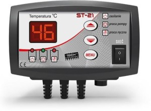 Sterownik Tech Controller ST-21 do pompy centralnego ogrzewania, funkcja anti-stop, antyzamarzanie, możliwość pracy jako termostat, czarny