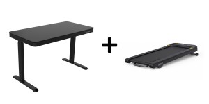 Bieżnia Urevo Spacewalk 3S + Biurko regulowane elektrycznie TUCKANO czarne