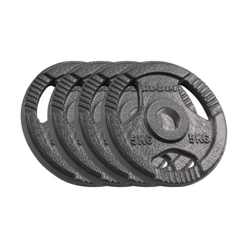 Obciążenie żeliwne olimpijskie zestaw 4x5kg, otwór 51mm, talerz z uchwytami, REBEL ACTIVE - 2681786