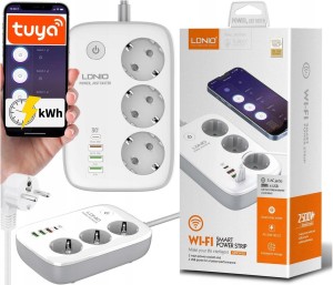 LDNIO listwa zasilająca SEW3452 WIFI 3xgn. 4xUSB