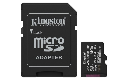 KINGSTON microSDXC 64GB Canvas Select Plus 3 + ADP - 2670748