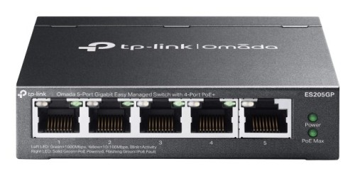 TP-Link Omada ES205G łącza sieciowe Zarządzany Gigabit Ethernet (10/100/1000) Czarny - 2685559