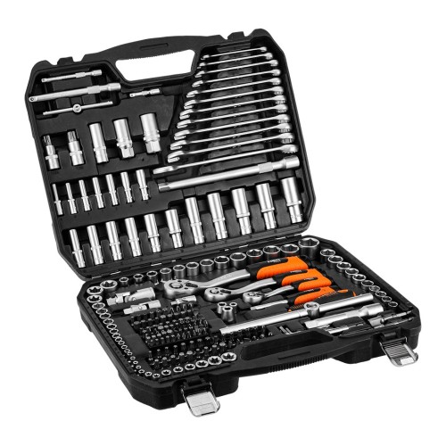 Zestaw kluczy nasadowych 1/2", 3/8", 1/4", 220 szt., satynowy - 2687857