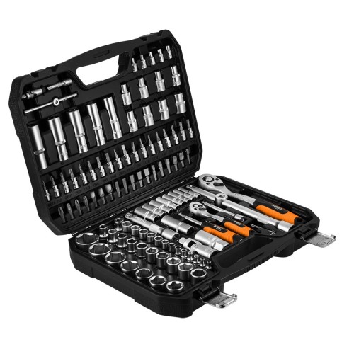 Zestaw kluczy nasadowych 1/2", 1/4", 110 szt., satynowy - 2687858