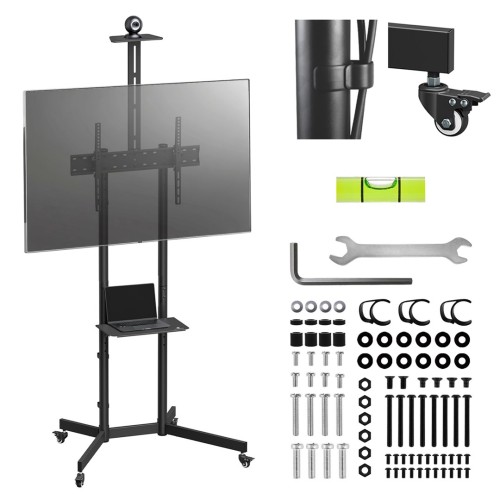 MACLEAN STAND / WÓZEK DO TV, PÓŁKA NA KAMERĘ, NA KÓŁKACH, 37-70", MAX. OBCIĄŻENIE 45KG/5KG PÓŁKA, MAX. VESA 600X400 MC-113 B - 2690633