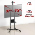 MACLEAN STAND / WÓZEK DO TV, PÓŁKA NA KAMERĘ, NA KÓŁKACH, 37-70", MAX. OBCIĄŻENIE 45KG/5KG PÓŁKA, MAX. VESA 600X400 MC-113 B - 2690625