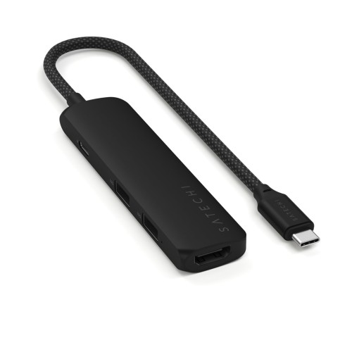 Satechi 4w1 USB-C Slim Multiport Adapter 4K - aluminiowy adapter do urządzeń mobilnych USB-C (USB-C, 4K HDMI, 2x USB-A) (black) - 2693533